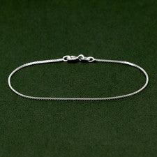 Tobillera de cadena de caja clásica, joyería de plata de ley, cadena de 0,9 mm, 8,5", 10"