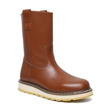 Botas de trabajo de cuero con puntera suave de 10" para hombre, suela antideslizante resistente al aceite y al ácido