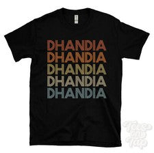 CAMISETA DHANDIA ESTILO RETRO REPETIDO Hombre y Mujer Novedad Genial Nombre Regalo