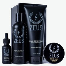 Zeus Champú Acondicionador Hidratante Barba Set con Aceite y Bálsamo Hecho en EE. UU. Alemania