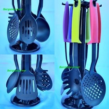 Juego de utensilios de cocina 7 piezas cuchara giratoria ranurada cuchara para servir skimmer rack cocina