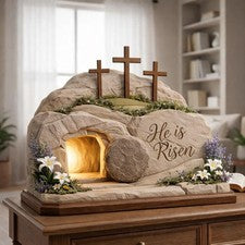 Tumba Vacía He Is Risen, Decoración de Pascua Plana 2D, Regalo Cristiano Decoración del Hogar