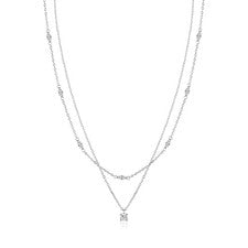 Collar de plata de ley 925 en capas Y delicado colgante de circonitas cúbicas joyería