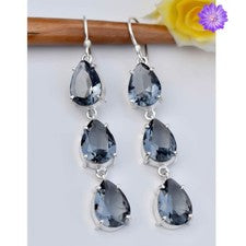 Pendiente colgante de piedras preciosas de topacio azul Londres plata de ley 925 joyería hecha a mano