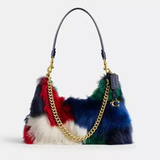 Bolso de Hombro COACH Outlet Juliet 25 Retazos CW646 B4L38 Latón/Multi Auténtico