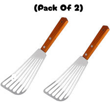 Espátula de pescado de acero inoxidable, espátula ranurada de metal para utensilios de cocina antiadherentes (Pak2