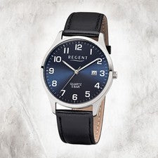 Regent Reloj Hombre Cuero F-1240 Cuarzo Pulsera Negro UR1113409