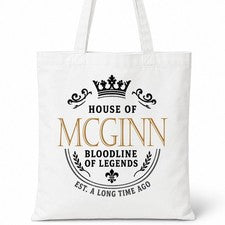 Bolso de Mano MCGINN Family Surname House Of White Algodón
