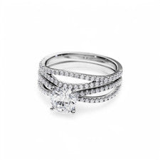 Anillo de diamantes boda de oro cultivado en laboratorio de 18 quilates blanc...