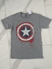 Camisa Marvel Capitán América Hombre Pequeña Gris Manga Corta Logo Nueva Con Etiquetas