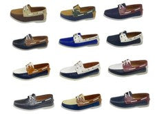 Zapatos informales de barco con cordones de cuero sintético para hombre - negros, marrones, rojos (6-11)