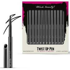 12 x DELINEADOR DE OJOS NEGRO LÁPICES TORCIDOS BOLÍGRAFOS IMPERMEABLES A PRUEBA DE MANCHAS BELLEZA4BRITAIN