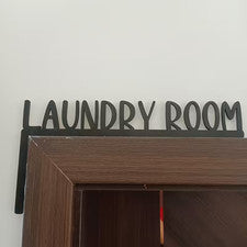 Letrero de escritura de madera contrachapada para lavadero esquina puerta pared decoración del hogar negro blanco pegati