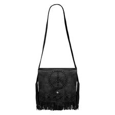 Mujer Negro Gamuza Cuero Cinturón Bolso Cartera y Bolsillo Estilo Para Motociclista Moda