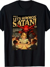 Camiseta con cubierta de cómic de terror Let's Summon Satan años 50 mismo estilo para hombres y mujeres