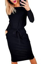 Vestido de otoño de moda para mujer Prettygarden manga larga con cinturón