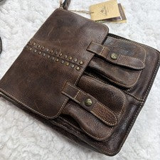 Patricia Nash ARMENO Bolso Mensajero Bandolera Cuero Italiano Marrón Chocolate ¡Nuevo!