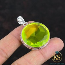 Oferta Black Friday Topacio Limón Natural 925 Bisel Plata Esterlina Colgante Joyería