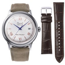 Reloj ORIENT RA-AC0027S Hombre Automático Acero Correa Cuero Esfera Blanco Nuevo