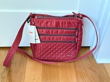 Cartera bandolera Lug Breezer para mujer roja palo de rosa 6 cremalleras