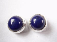 Pendientes redondos de lapislázuli de plata de ley 925 de 6,5 mm