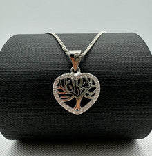 Collar Colgante Corazón Árbol de la Vida Plata Esterlina 925 Sólida 24 Pulgadas Largo NUEVO