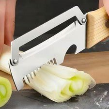 Pelador económico 3 en 1 de acero inoxidable con mango ergonómico de madera 19 x 3,8 cm