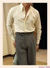 Pantalones informales italianos para todas las estaciones cintura alta cómodos sueltos de moda para hombre