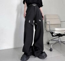Para hombres Nuevo Moda Punk Gótico Metal Botón Suelto Traje Pantalones Juveniles Fiesta Pantalones