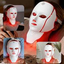 Mascarilla facial recargable terapia con luz LED rostro y cuello, dispositivo de cuidado de la piel de 7 colores