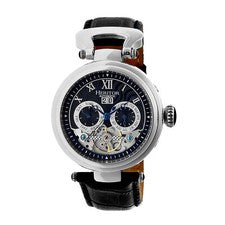 Reloj Heritor Automático Ganzi Semiesqueleto Correa Cuero - Plateado/Negro