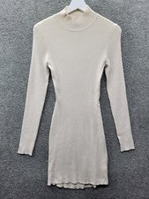 Vestido Gilli Bodycon Para Mujer Grande Beige Crema Acanalado Corte Espalda Nuevo con Etiquetas