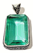 Colgante A M E T H Y S T PIEDRA PRECIOSA VERDE PLATA DE LEY 925 HECHO A MANO