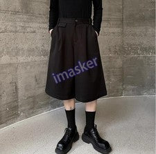 Pantalones Cortos Informales Plisados Sueltos para Hombres Moda Invierno Retro Juventud