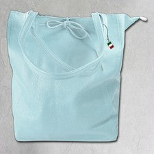 Florence Italiano Comprador Cuero Auténtico Mujer Hombro Negocios Azul Claro