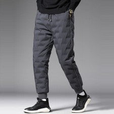 Pantalones acolchados acolchados acolchados de plumón de pato para hombre Pantalones de chándal cónicos Invierno Cálidos