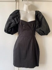 NUEVO ZARA MINI VESTIDO VOLUMINOSO COMBINADO NEGRO TALLA XS (CINTURÓN PERDIDO) #B888A