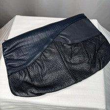 Bolso sin asas retro vintage de cuero genuino azul Emperatriz para mujer