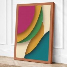Impresión geométrica en lienzo con formas de joyas que fluyen arte de pared decoración del hogar listo para colgar