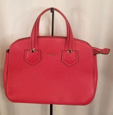 Bolso de mano para mujer FURLA de cuero granulado con doble asa y cremallera roja amapola
