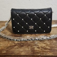 Bolso Bandolera BADGLEY MISCHKA Cuero Vegano Acolchado Diamante Perlas Nuevo con Etiquetas