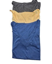 Tres Mujeres L Largas Moda Camisetas Supersuaves Rayón Spandex Azul Gris Amarillo NUEVAS