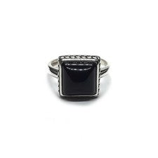 Anillo de plata 925 con ónix negro 10x10 mm anillo de mujer hecho a mano perforado