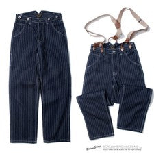 Nuevo Para hombres Retro Pantalones a Rayas Mono Denim Carga Pantalones Sueltos Pantalones Jeans Pierna Ancha