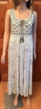 Maxi vestido estilo bohemio verde y azul sin mangas Natura talla pequeña para mujer