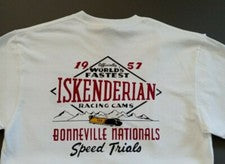 Camiseta Iskenderian Racing Isky Cams 1957 Bonneville Nats estilo vintage Hot Rod