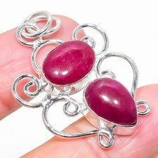 Colgante de joyería de plata de ley 925 hecho a mano con piedras preciosas de ónix rosa talla 1,50"