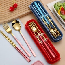 Kompaktes und leichtes dreiteiliges Edelstahlgeschirrset Utensilien