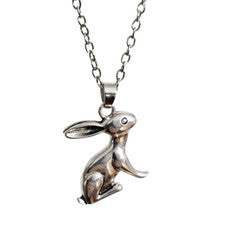 Collar de cadena colgante de liebre conejo grande animal bohemio joyería unisex
