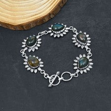 Pulsera de joyería de plata esterlina 925 hecha a mano con piedras preciosas ...
